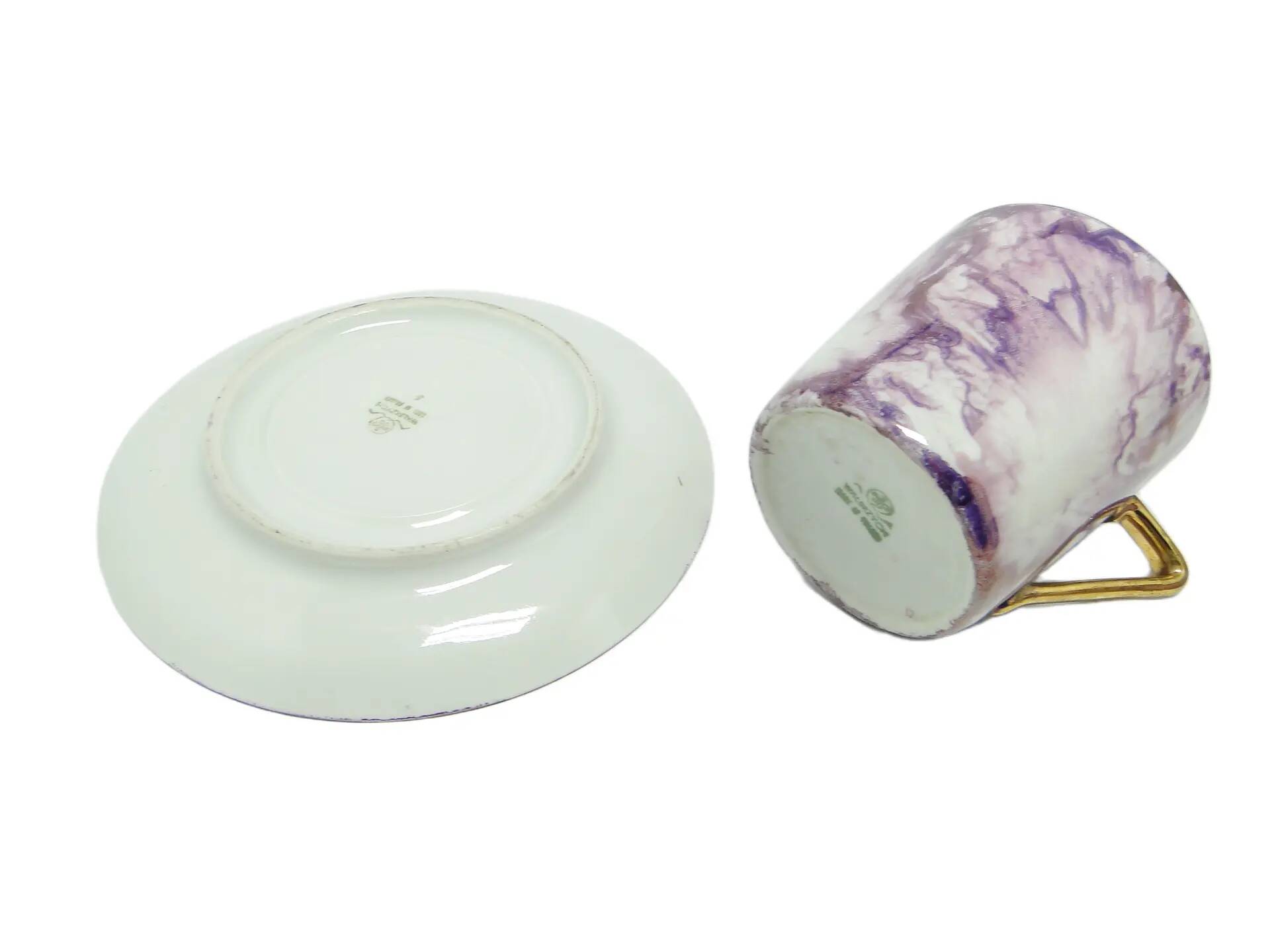 Cup and saucer, mid-century modern, porcelain, Poland, 1970s.