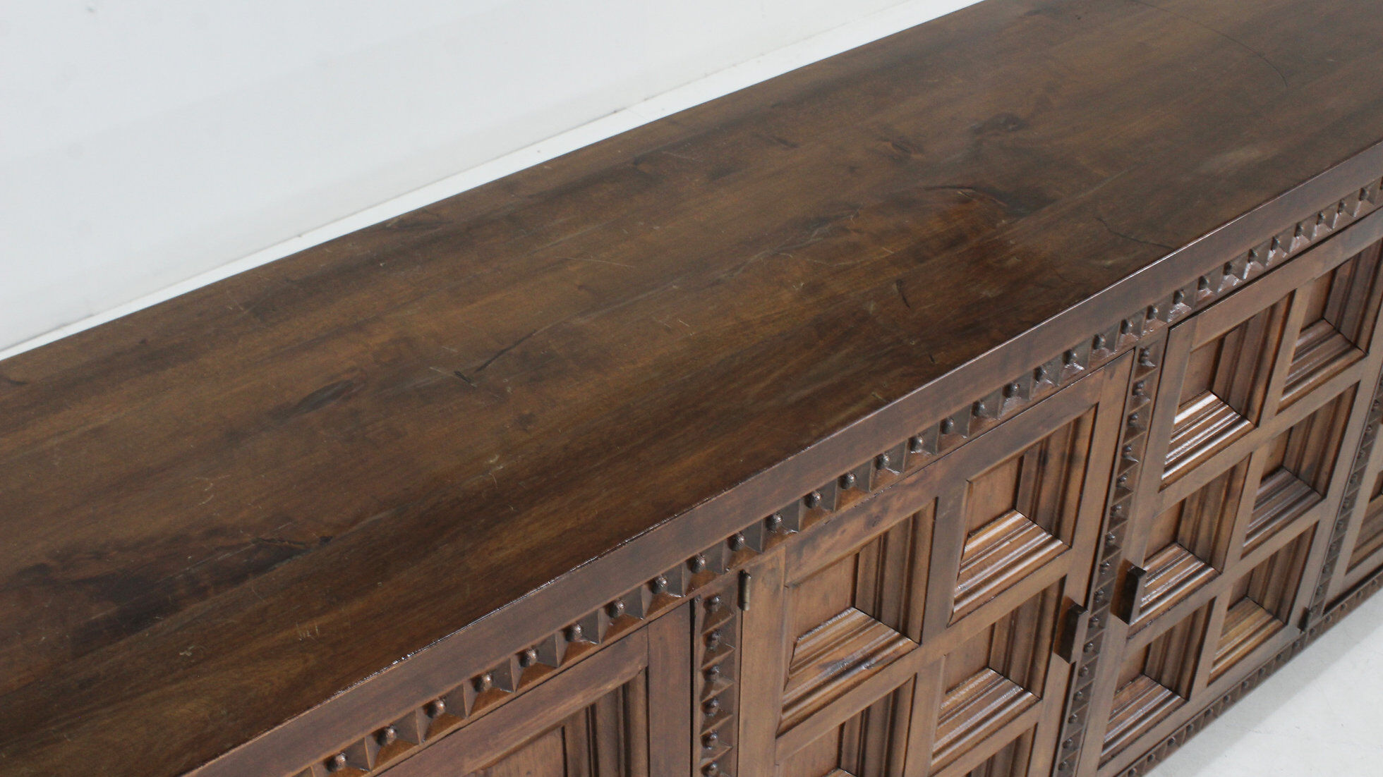 Spanish brutalist sideboard room divider solid walnut wood 1960s