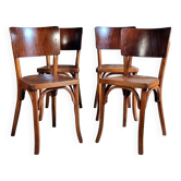 4 chaises bistrot Baumann années 30
