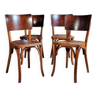 4 chaises bistrot Baumann années 30