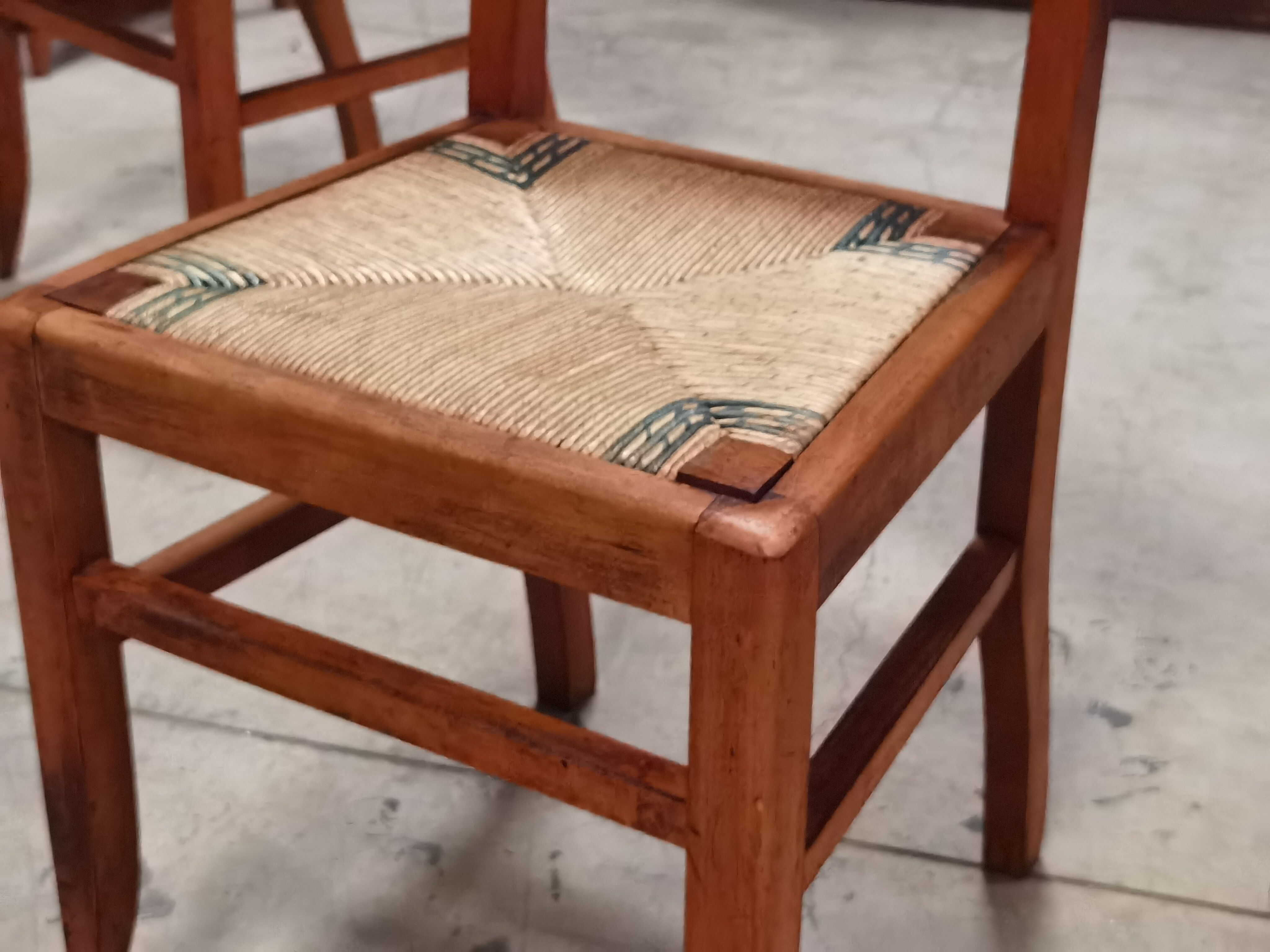 Set of 6 chairs straw wood reconstruction