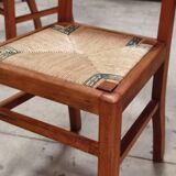 Set of 6 chairs straw wood reconstruction