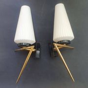 Pair of antique gold wall sconces Arlus 1950s