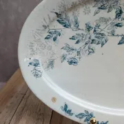Old Ravier Iron Earth Creil-Montereau – Blue floral decoration