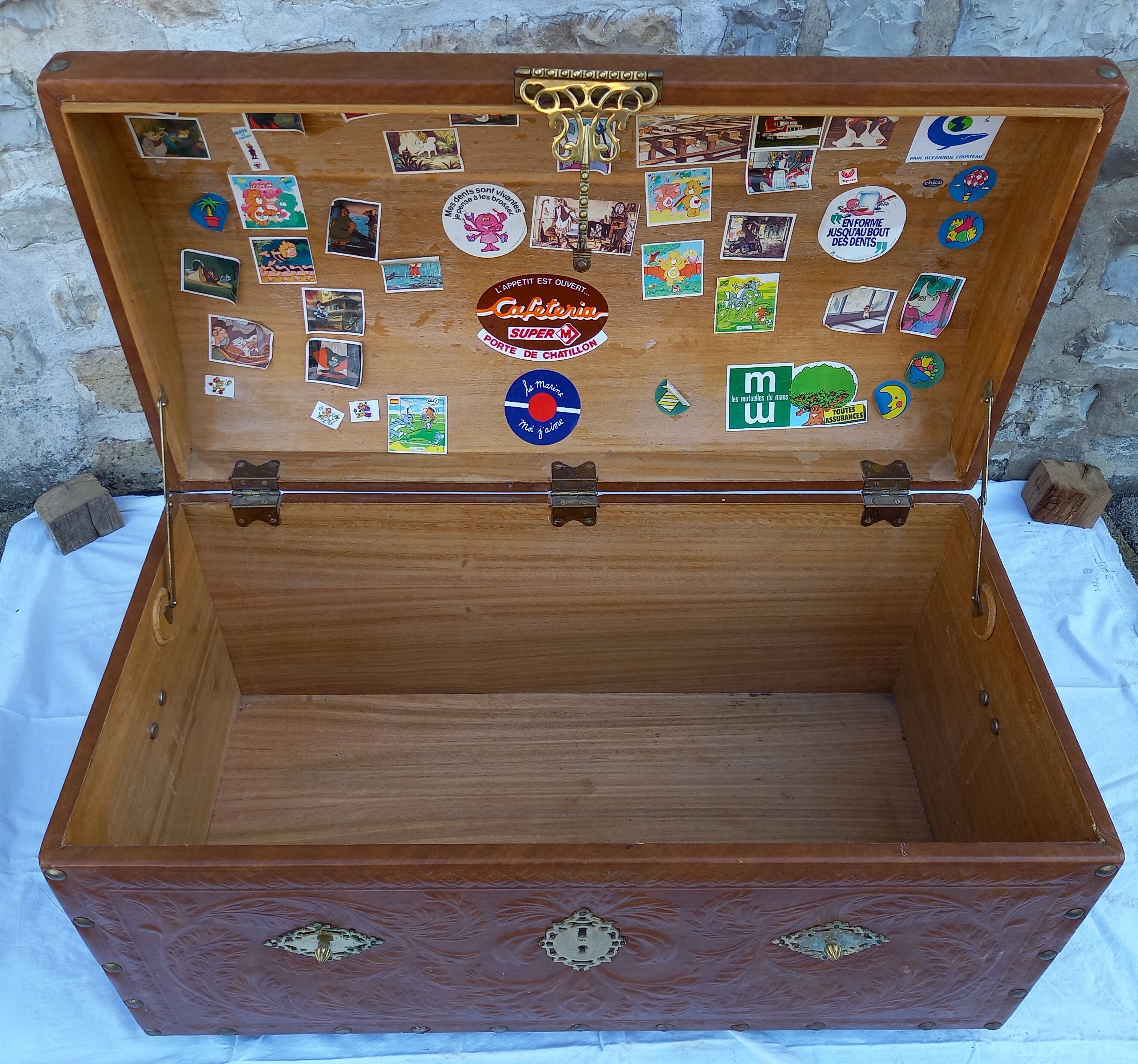 Wooden and leather chest