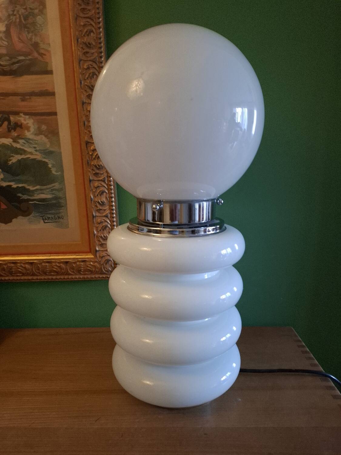 Opaline lamp in Murano glass, Mazzega, Carlos Nason