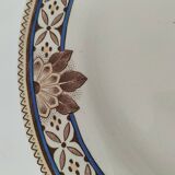 Dish on pedestal Creil & Montereau Mauresque blue brown