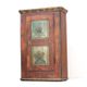 Antique Rustic Farmhouse Folk Art Painted Bridal Cabinet 1860
