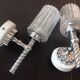 Pair of torch  in glass and chrome metal / vintage 70s wall light