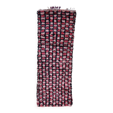 Tapis Berbère Boucherouite rose - 90 x 272 cm