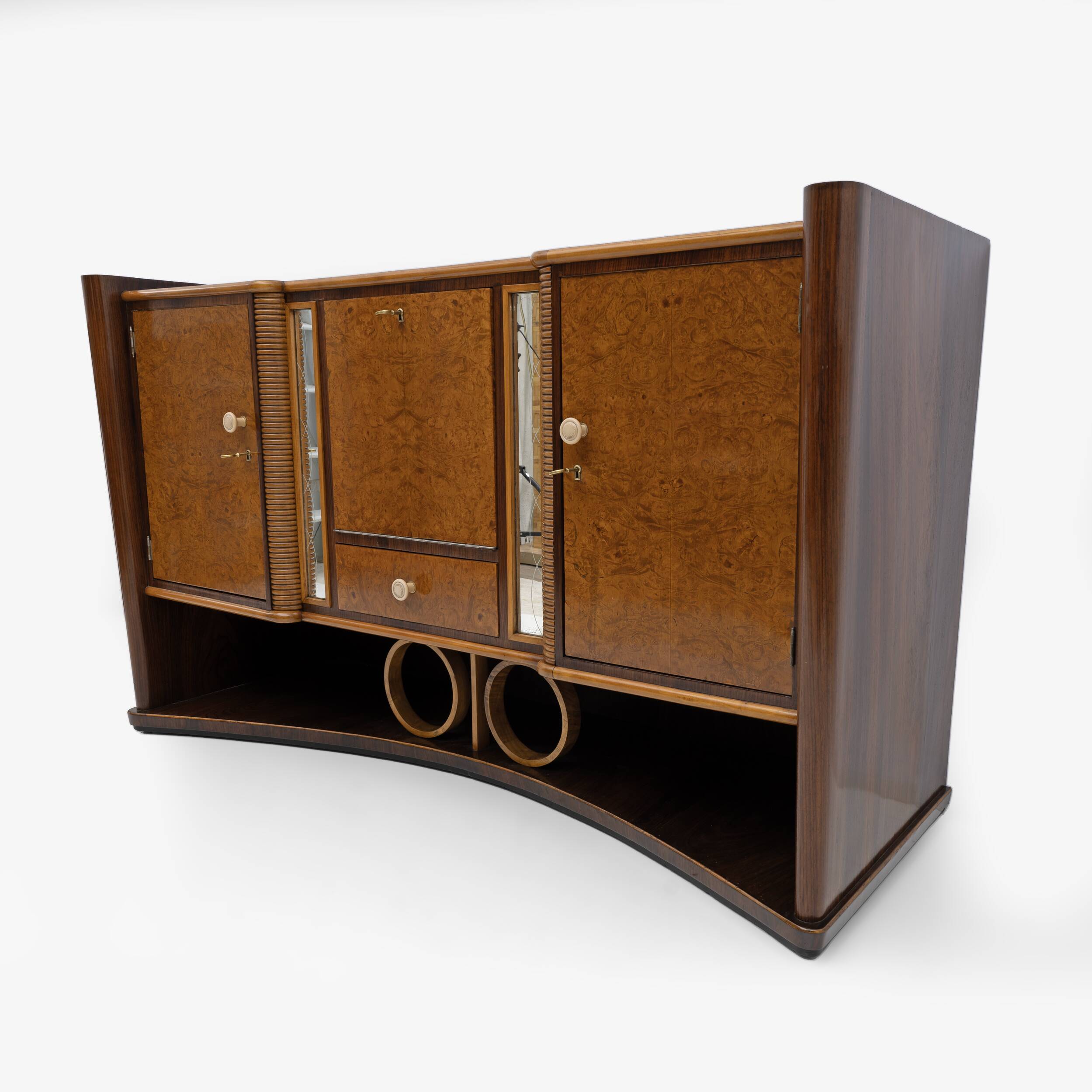 Art Decò Italian Walnut and Maple Sideboard, 1930s