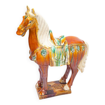 Très grand cheval Chinois en céramique
