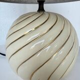 Barbi Ivory and Gold Ceramic Spherical Table Lamp
