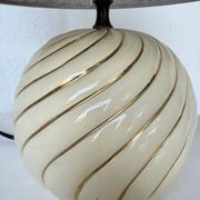Lampe de table sphérique céramique ivoire et or Barbi