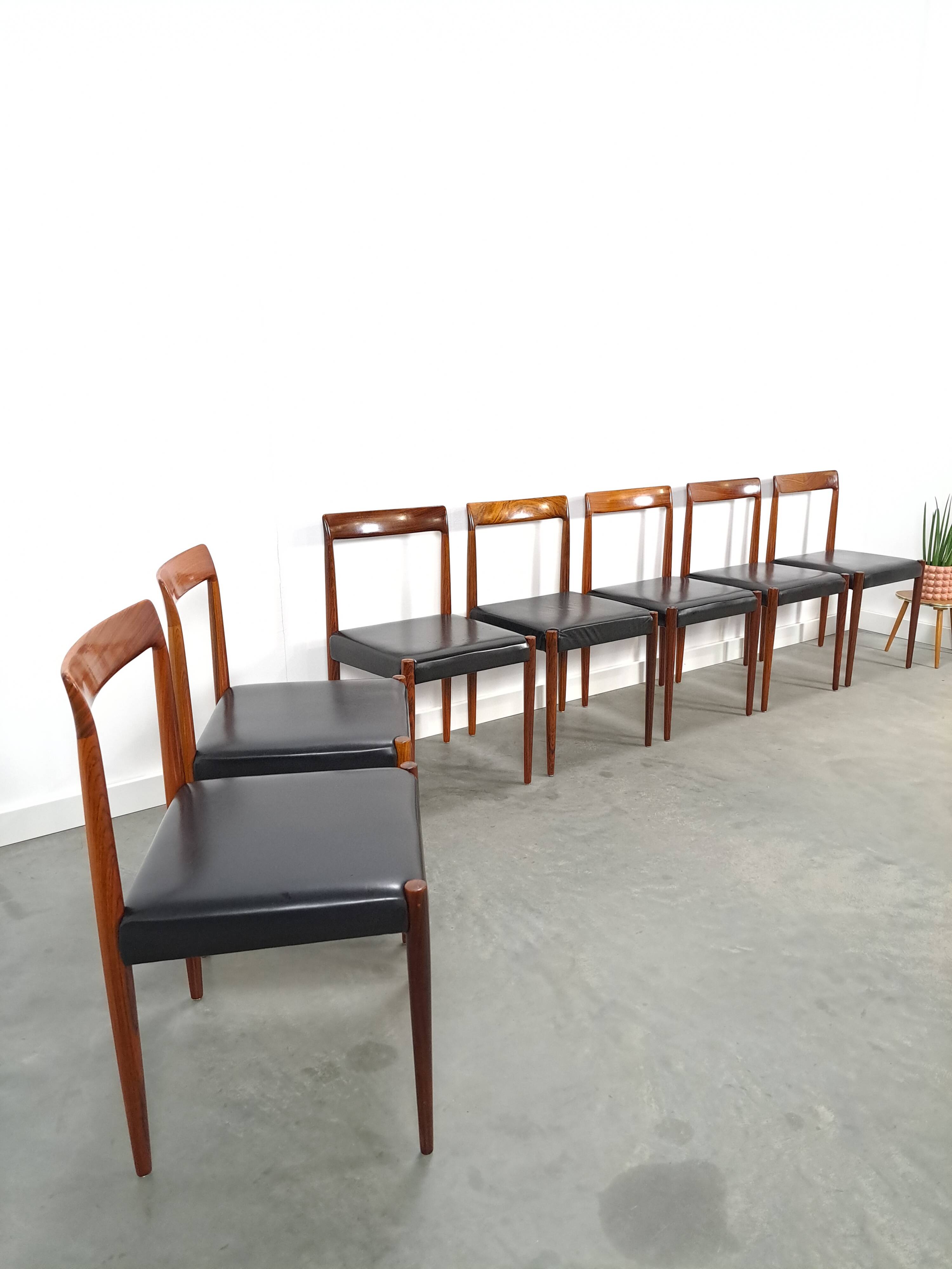 Ensemble design de chaises Lubke en bois de rose 7x