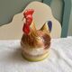 Terrine Michel Caugant rooster or hen in polychrome earthenware