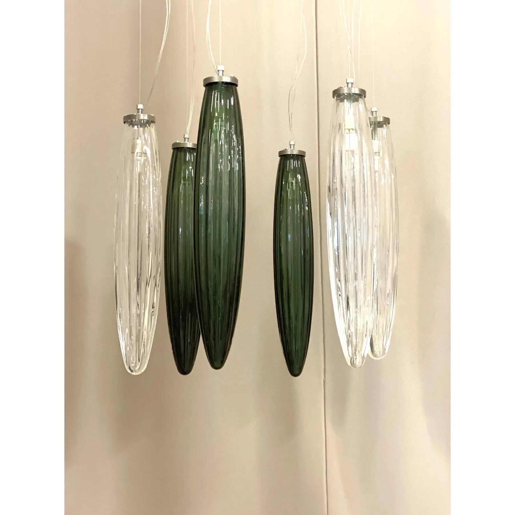 Contemporary Luxury Italian Green "Swords" Murano Glass Little Cascade by S