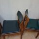 Set of 4 Scandinavian Teak and Green Leatherette Dining Chairs