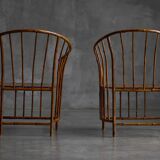 Rustic Wabi Sabi Bamboo Armchairs, France, 1970s