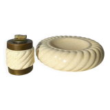 Ensemble briquet et cendrier en laiton céramique de Tommaso Barbi, Italie, années 1960