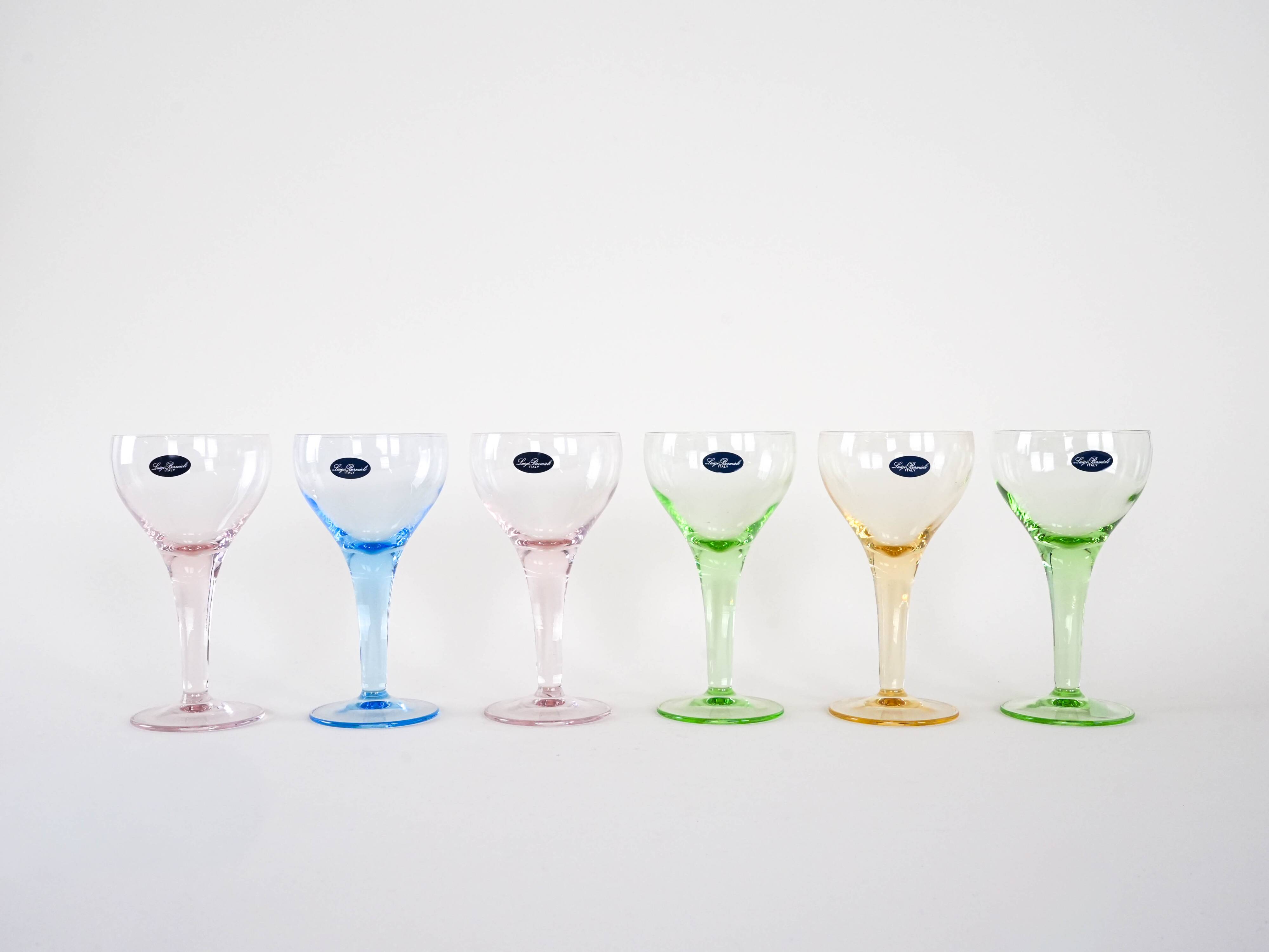 Set of dessert bowls, Italian design, 1970s, manufactured by Luigi Bormioli