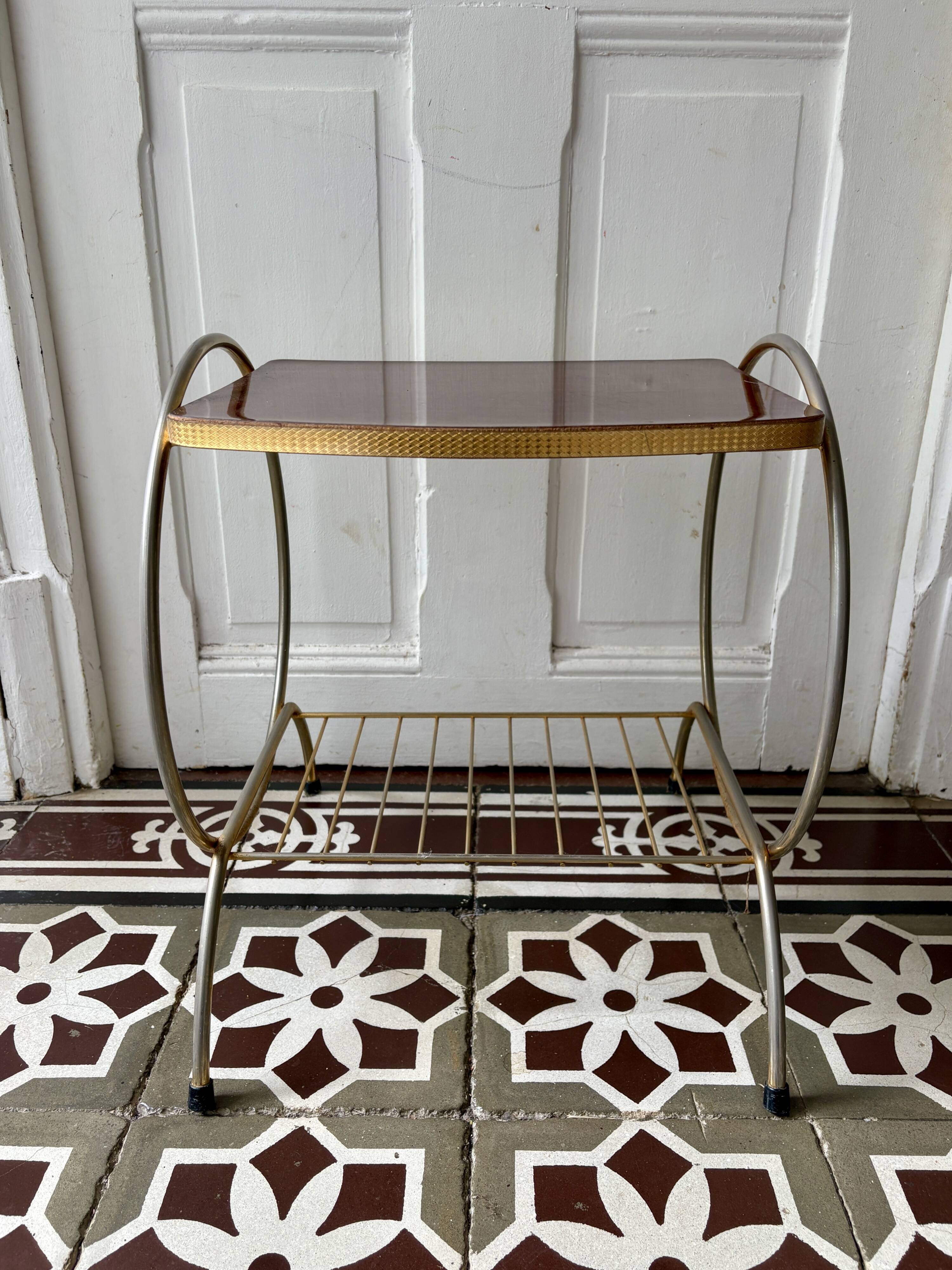 Table d'appoint vintage en laiton et formica