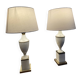Pair of Art Deco marble and brass lamps