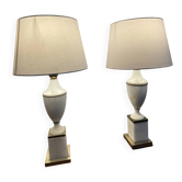 Paire lampes marbre et laiton Art Déco