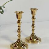 Pair of vintage golden metal candle holders