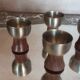 Polished stainless steel coquetiers - wooden feet