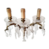 3 Bronze and crystal light wall sconce, late 19th century