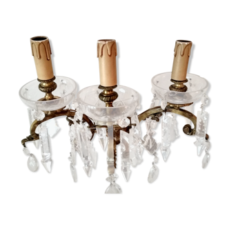 3 Bronze and crystal light wall sconce, late 19th century