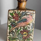Multicolored Terracotta Bottle from Qajar Dynasty Iran, 19th Century – Hand-Painted, Unique Decorative Piece