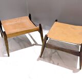 Pair of Ottomans, Rosewood and leather, by Liceu Das Artes e Oficios, Brazil 1960