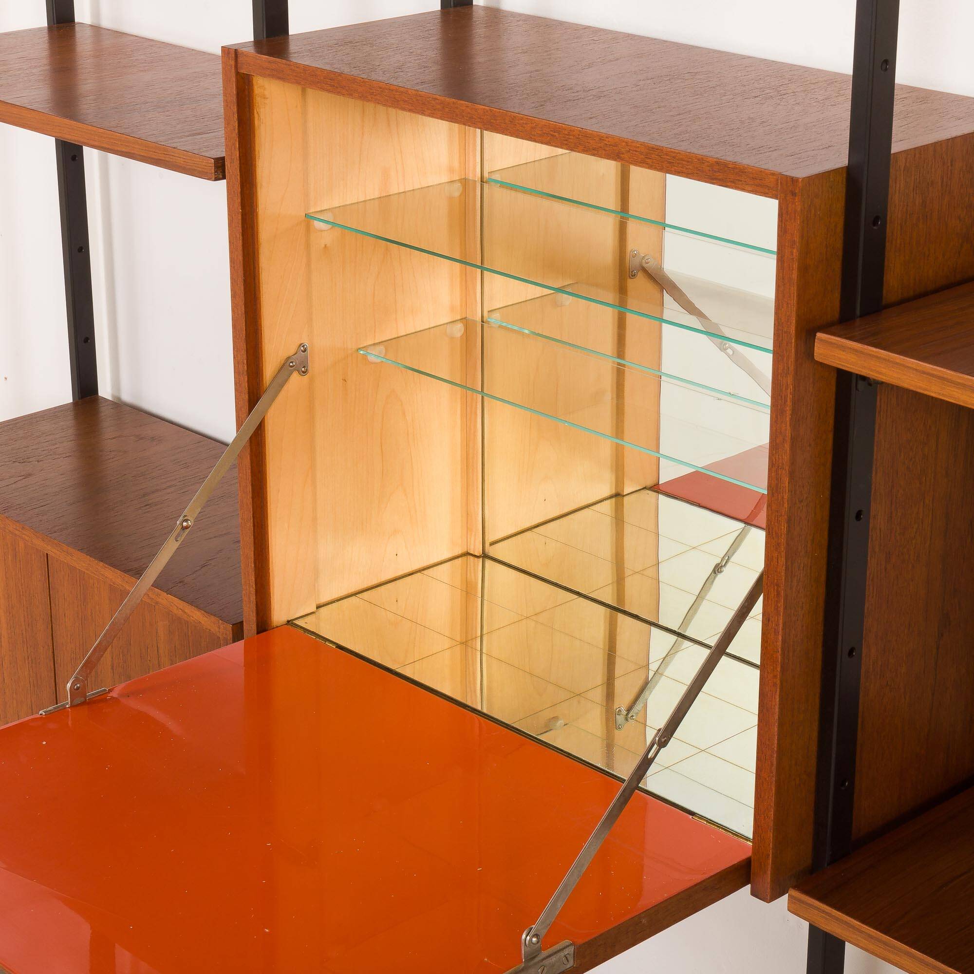 Italian free standing wall unit in teak, 1960s