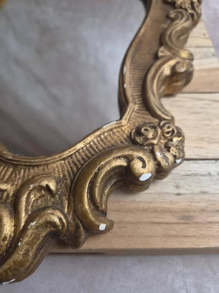 Antique gilded stucco mirror – Louis XV rococo style – 42 cm