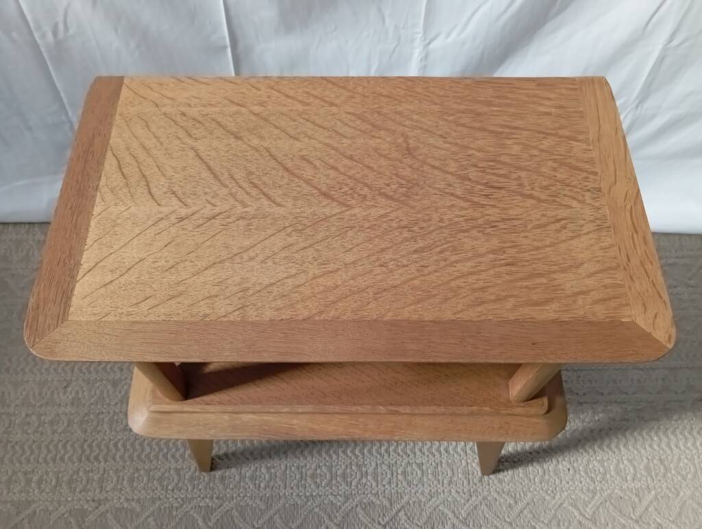 1950s oak bedside table with crossbars