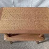1950s oak bedside table with crossbars