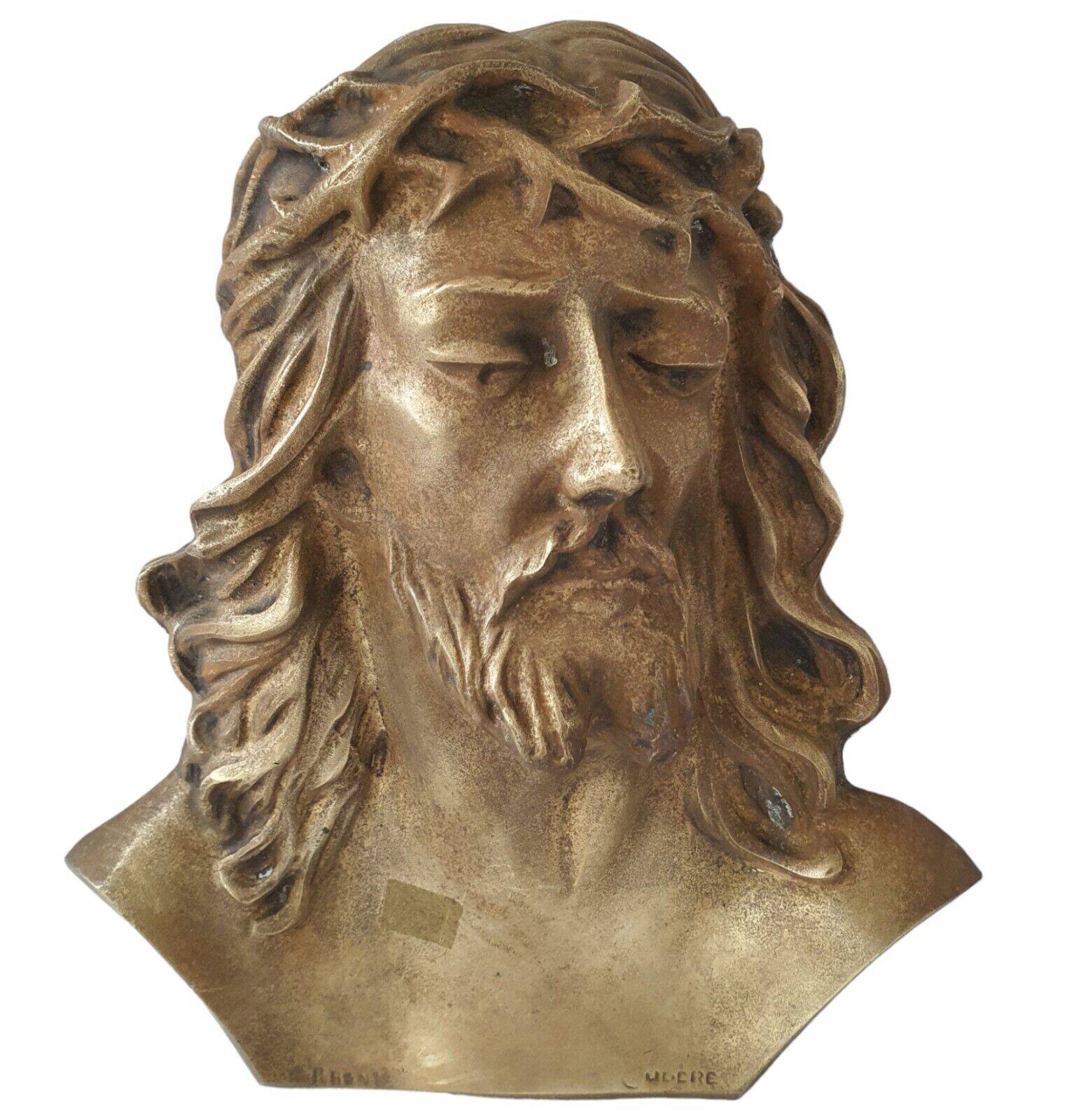 Christ solid bronze plaque with bas relief for tombstone or other signed