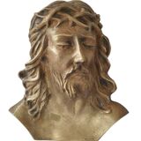 Christ bronze massif plaque avec bas relief pour pierre tombale ou autre signée