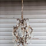 Rare old chandelier / lantern in patinated bronze, Louis XV style / working condition