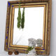 Golden antique mirror with leaf and bright king blue