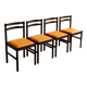 Set of 4 Mid-century beech / faux leather chairs.