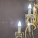 Pair of cage chandeliers with pendants