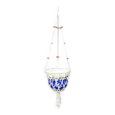 Suspension Macramé et son pot en faïence anglaise Palissy Modèle T. Logino