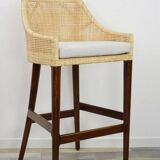 Wooden and rattan bar stool, France