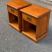 2 marine bedside tables in solid wood stained honey 1990