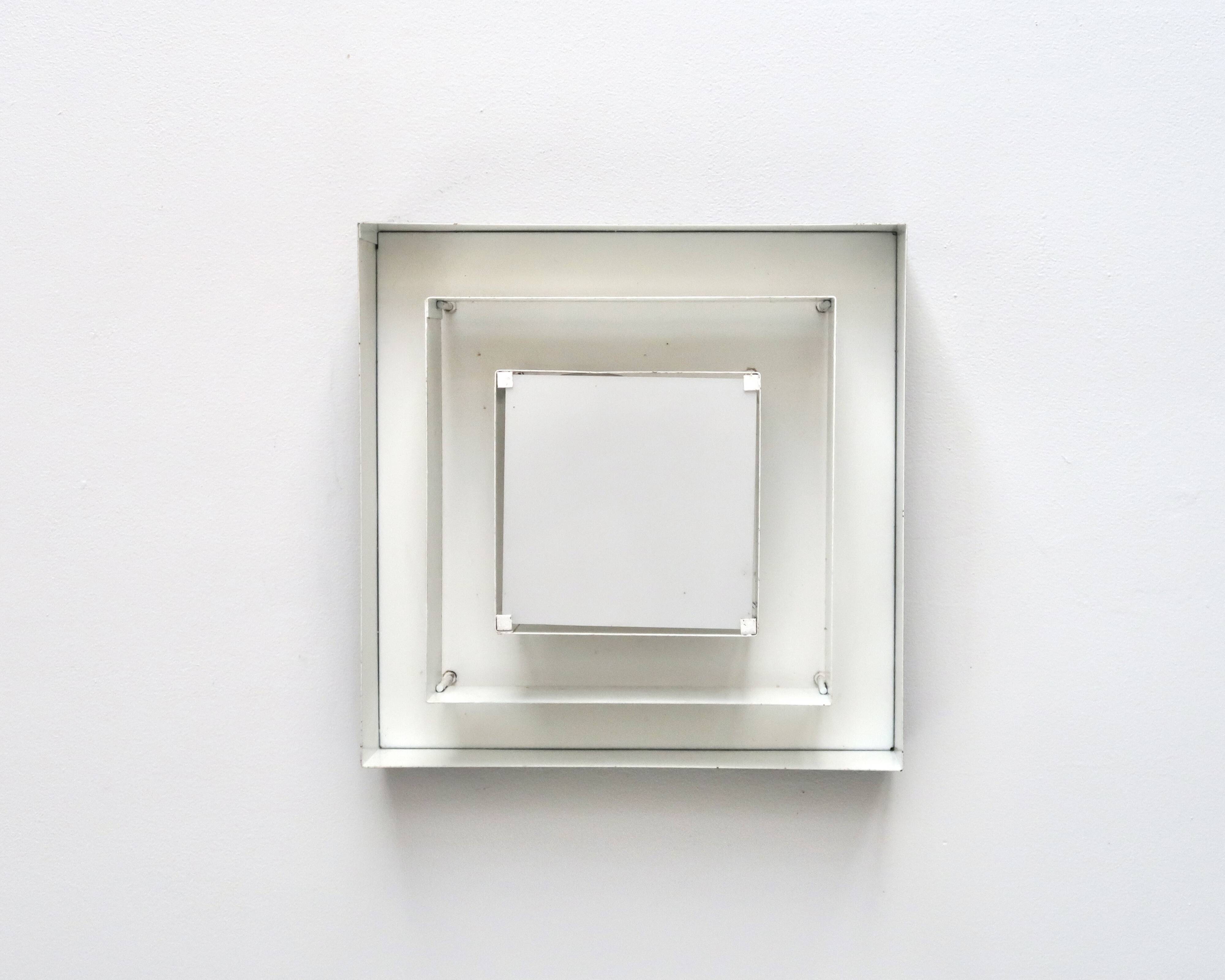 Ziggurat ceiling light Raak Amsterdam in black and white metal, 1960s.