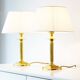 Vintage pair of Brass Column Table Lamps - 1970's Hollywood Regency Lamps