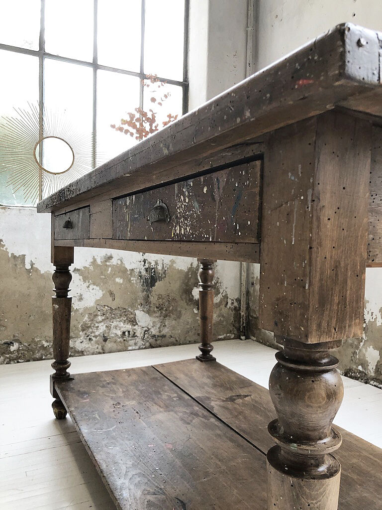 Artist studio oak draper table